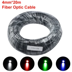 Cable de fibra óptica de plástico brillante para iluminación decorativa, cable de fibra óptica de 20M de diámetro interior, 4mm, chaqueta negra