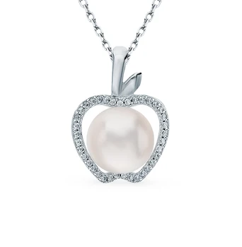 

Silver Pendant with cubic zirconia and pearls sunlight sample 925 test