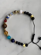Universo ocho planetas cuentas brazaletes y pulseras de joyería de moda Natural Sistema Solar pulsera para las mujeres o los hombres de Navidad