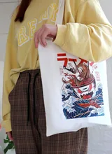 Japón estilo Tote de dibujos de compras bolsa de literaria Harajuku bolso de lona estudiantes tela Eco plegable bolsas de compras