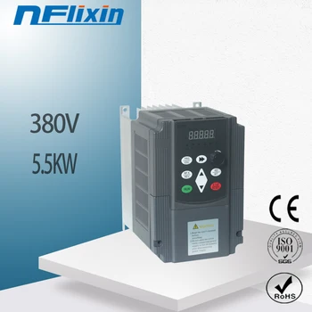 

380V 5.5KW VFD High Performance Frequency Inverter of Triple (3) Phase for 3 phase high speed spindle motor