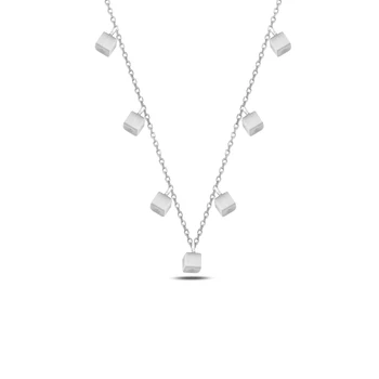 

KUTAYDAN Dangle Cube Necklace 925 Sterling Silver