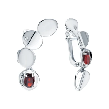 

Silver earrings with cubic zirconia and Garnet sunlight sample 925