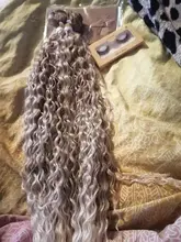 Extensión de pelo natural de 22 pulgadas, pelo sintético rizado, fibra de alta temperatura, Ombre, marrón, 2 unidades/lote, extensiones de mechones de pelo ondulado