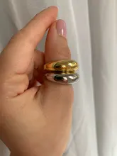 HUANZHI-anillo ancho brillante minimalista para mujer y hombre, anillos abiertos geométricos, joyería, Color dorado, plateado, 2020