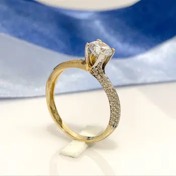 

5 mm Zircon Stone 8 Sterling Gold Engagement Ring
