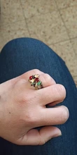 Anillo de Plata de Ley 925 con forma de flor y hoja para mujer, sortija, zirconia, circonita, Color negro, dorado, rojo, dos colores