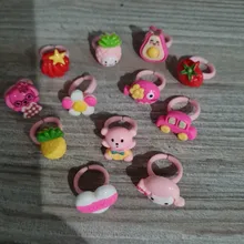 Anillo de fruta bonita para niñas, sortija Multicolor de colores, fruta bonita, traje de princesa, 12 Uds.