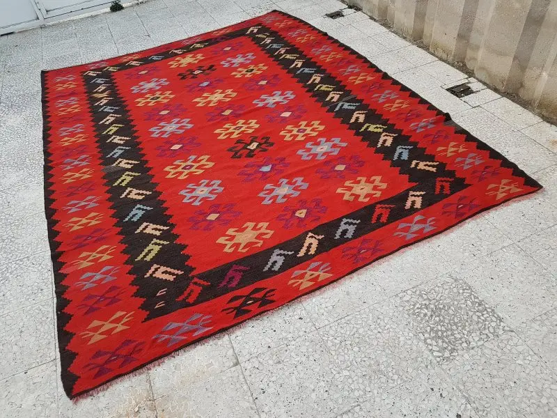 Винтажный английский Boho ковер 7'3'' X 9'4''/221X284 см