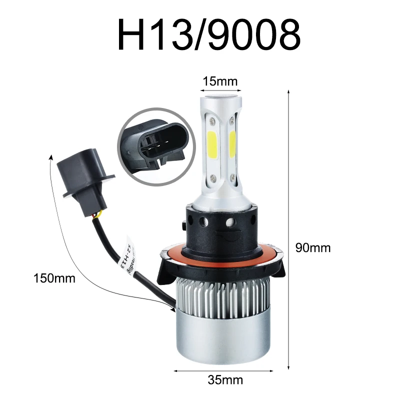 H1 H3 880/881/H27 H13/9008 H4/HB2/9003 Автомобильные фары S2led супер яркие дальнего и ближнего света лампы 2 света