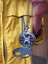Reloj de bolsillo con temática de película antigua para hombre, reloj de bolsillo de cuarzo de pesadilla antes de Navidad, con cadena de collar, Fob