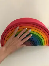 Juguetes de madera en 3D DIY para niños, arcoíris, bloques de construcción, apilador de gran tamaño, creativo, Montessori, juguetes educativos