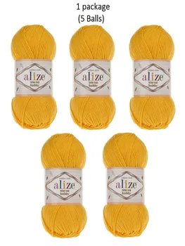 

Thread 1 Pack (5 Balls) Alize Cotton Gold Hobby Color : dark yellow Amigurumi Yarn (1 Ball: 50 Gram/165 Mt.) Color Number: 216