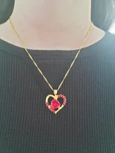 Nuevo amor corazón rojo rosa colgante, collar de mujer Color dorado para señorita gargantilla collar de joyería de moda para el Día de San Valentín regalo