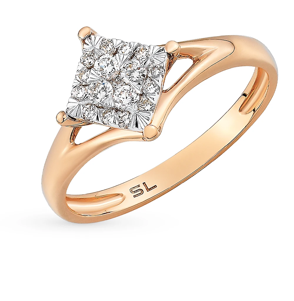 Золотое кольцо с бриллиантами SUNLIGHT проба 585
