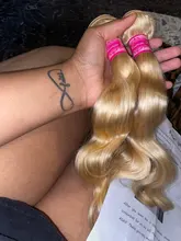 Younsolo-mechones Rubio 613 con cierre, cabello humano ondulado, 4x4, mechones, extensión de cabello humano Remy brasileño