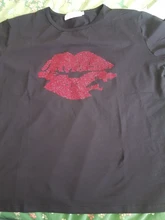 Black T-Shirts Short-Sleeve Trend-Tops Hot-Drilling Korean-Version Cotton Women Summer