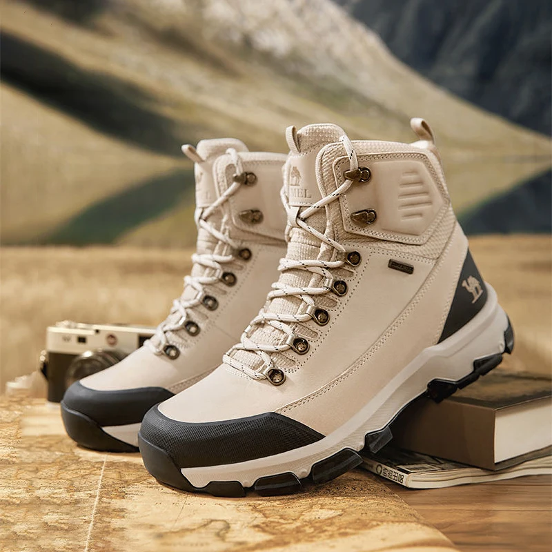 GOLDEN CAMEL Waterproof Hiking Shoes Outdoors Genuine Leather Winter Boots Climbing Tactical Trekking Shoes for Men Camping