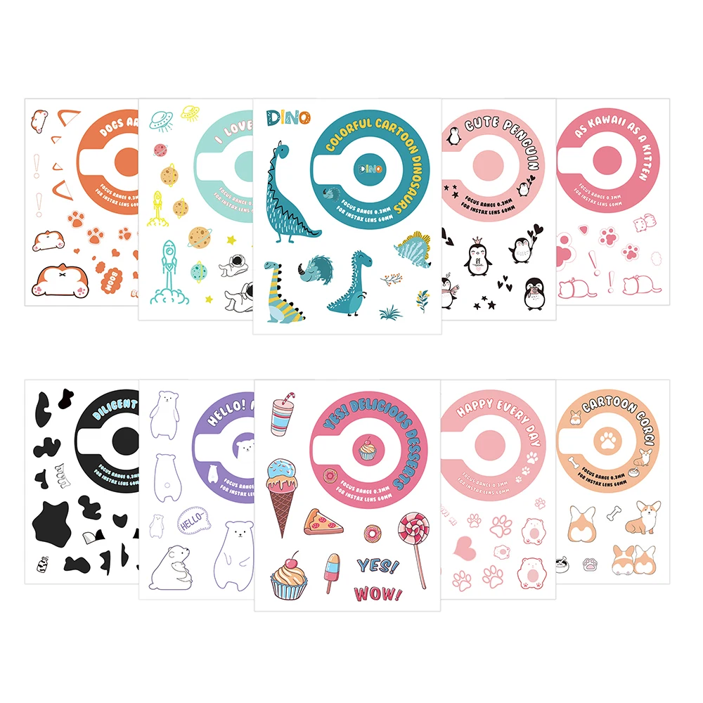 Pourquoi Mon Instax Mini 11 Clignote Orange 5 autocollants de décoration d'appareil photo, différents motifs, pour  Fujifilm Instax Mini 11, corps ou étui d'appareil photo | AliExpress