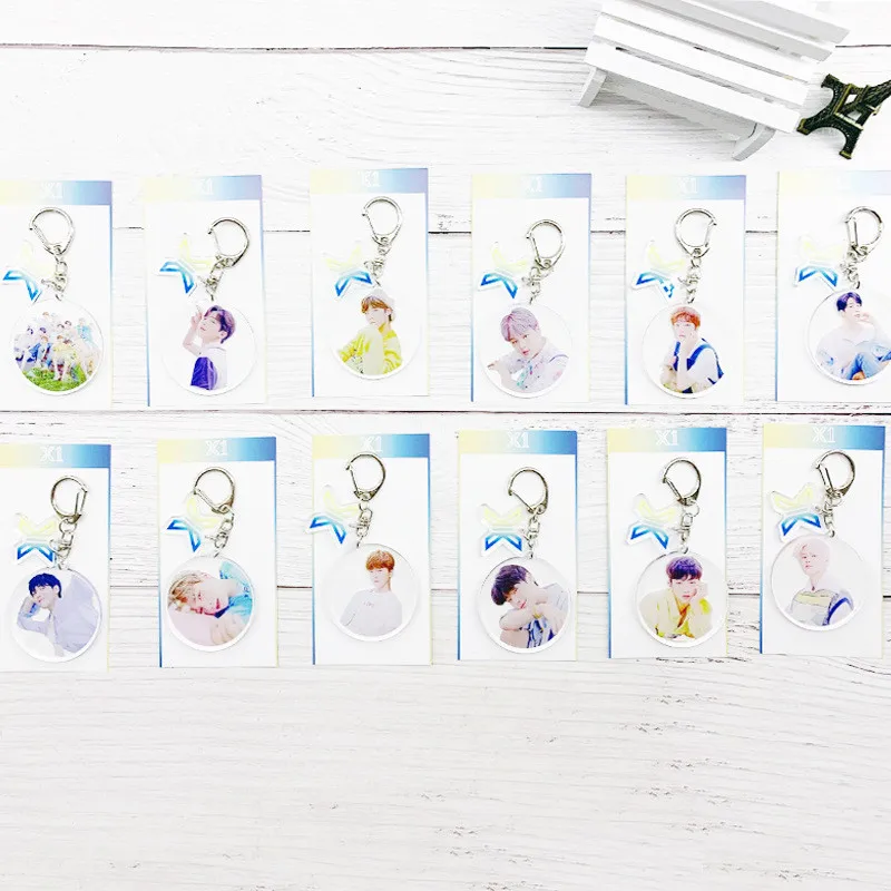 

Kpop Keychain PRODUCE X 101 X1 Album FLASH Light Stick Keyring Acrylic Key Ring QUANTUM LEAP KANG MINHEE KIM WOOSEOK