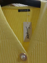 Kimono Cardigan Sweaters Lantern Berrygo V-Neck Knitted Female Women Sleeve-Button Streetwear