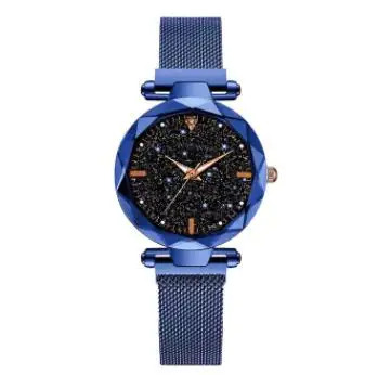 blue Женские наручные часы Звездное небо магнитные женские часы светящиеся Роскошные водонепроницаемые женские часы для relogio feminino Reloj Mujer - Цвет: blue