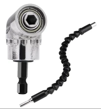Adaptador de brocas de ángulo magnético, 1/4 pulgadas, destornillador, mandriles y llaves inglesas, adaptador de taladro de ángulo ajustable de 105 grados