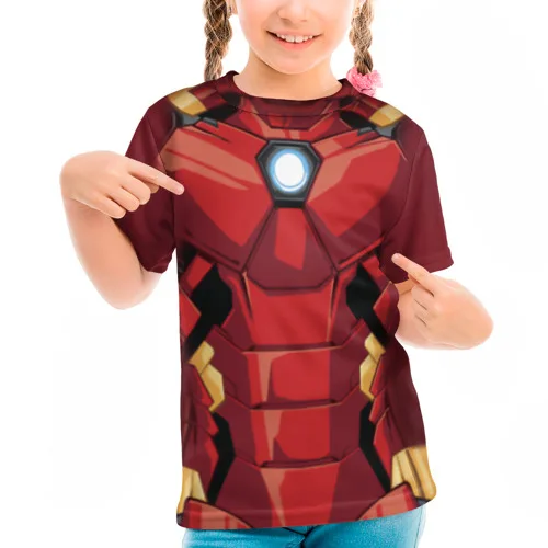 Детская футболка 3D «Iron Man costume» для мальчиков и девочек, Легкая футболка с рисунком