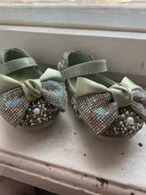Zapatos de cuero con lazo de diamantes de imitación para niñas, zapatillas de baile de fiesta, zapatos planos de rendimiento para bebés y estudiantes, D785