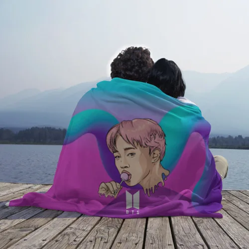 Plaid 3D "BTS 7", soft and light material is Fleece, plush Plaid БТС, for Home& Garden, Bright paint, Warm, great gift