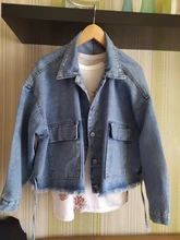 GOOHOJIO 2020 nueva moda Chic Denim Mujer chaqueta de otoño vaquero liso azul abrigos Venta caliente mujeres Casual chaqueta Denim