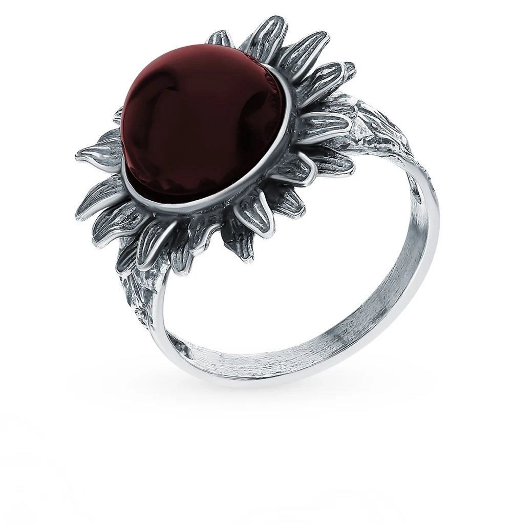 Серебряное кольцо с янтарем SUNLIGHT проба 925