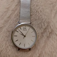 SK-Reloj de pulsera superfino para mujer, de malla plateada, de acero inoxidable, informal, de lujo, 2020