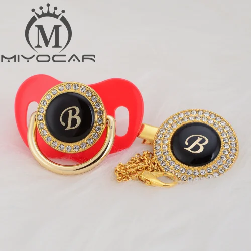 MIYOCAR, золотое, серебряное название, инициалы, Буква B, красивая, шикарная соска и соска, клипса, BPA бесплатно, пустышка, блестящая, уникальный дизайн, LB - Цвет: LB-5  0-6M