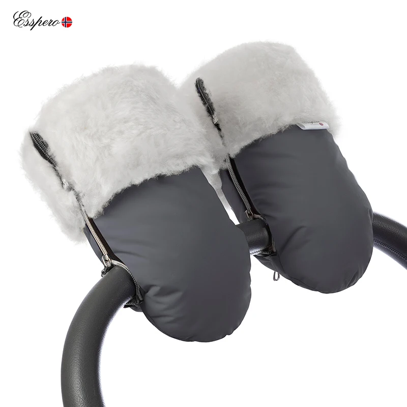 Муфта-рукавички для коляски Esspero Double White(Натуральная шерсть - Цвет: Grey