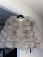 De invierno de la moda de cuero cálida capa natural abrigo de piel de zorro chaqueta de piel auténtica de zorro de invierno grueso abrigo cálido