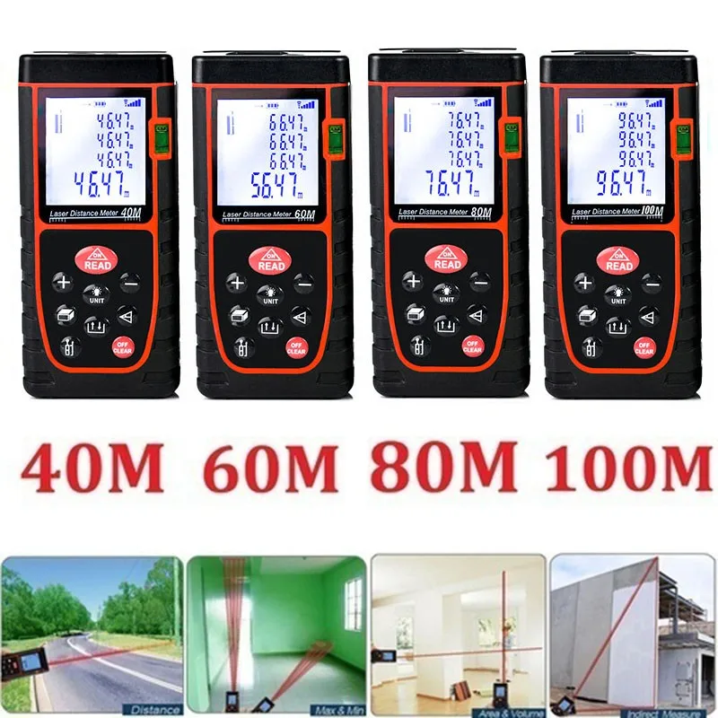 

Laser Tape Measure Digital Distance Meter Infrared Sndway Leveling Device Laser Rangefinders Measuring Tool 40m 60m 80m 100m