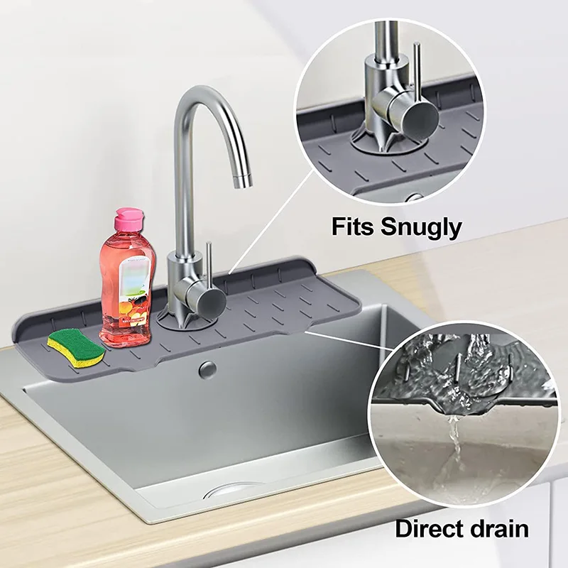 Kitchen Faucet Absorbent Mat Sink Splash Guard Silicone Faucet Splash Catcher Countertop Protector For Bathroom Kitchen Gadgets