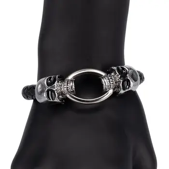

Leather bracelet (genuine leather, lock-connector, black) 51648