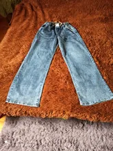 OYS-pantalones vaqueros elásticos de cintura alta para mujer, Jeans sueltos informales sencillos coreanos para oficina, pantalones clásicos de Color sólido para mujer 202