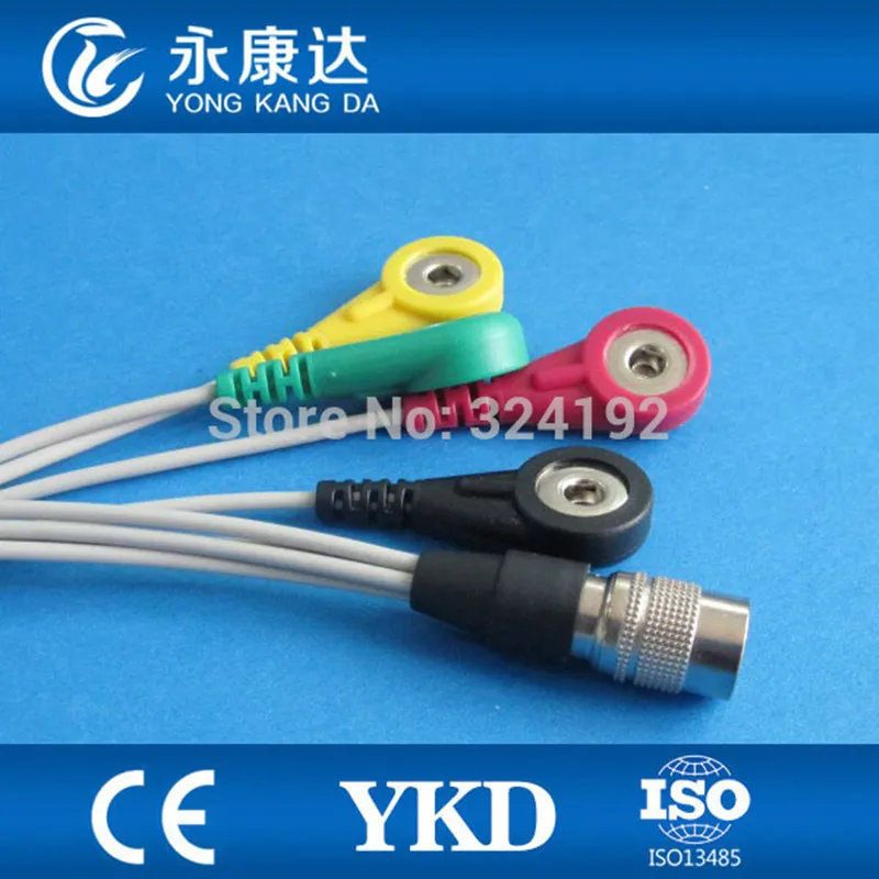 

Compatible PI Din style Holter ecg cable IEC 4 lead snap for patient monitor