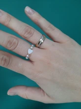 Party Jewelry Beads-Ring Charming Elastic-Rope Gift Heart-Shaped Pearl Female Elegant