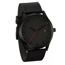 Reloj de lujo de cuero para Hombre, pulsera negra de acero inoxidable ultrafina, Reloj Masculino