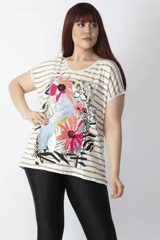 

Sans Textile Women 'S Mink Flower Printed Blouse 65 N15975