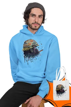 

Angemiel Wear Peace Warrior Monkey Blue Men 'S Hooded Sweatshirt Bags Kombin