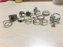 Tocona 14 unids/set Vintage Color de plata antiguo anillo para mujer rosa girasoles Cruz geométrico joyas bohemias 4 кольцо 6391