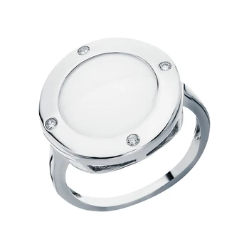 

Silver ring with ceramics and cubic zirconia sunlight sample 925