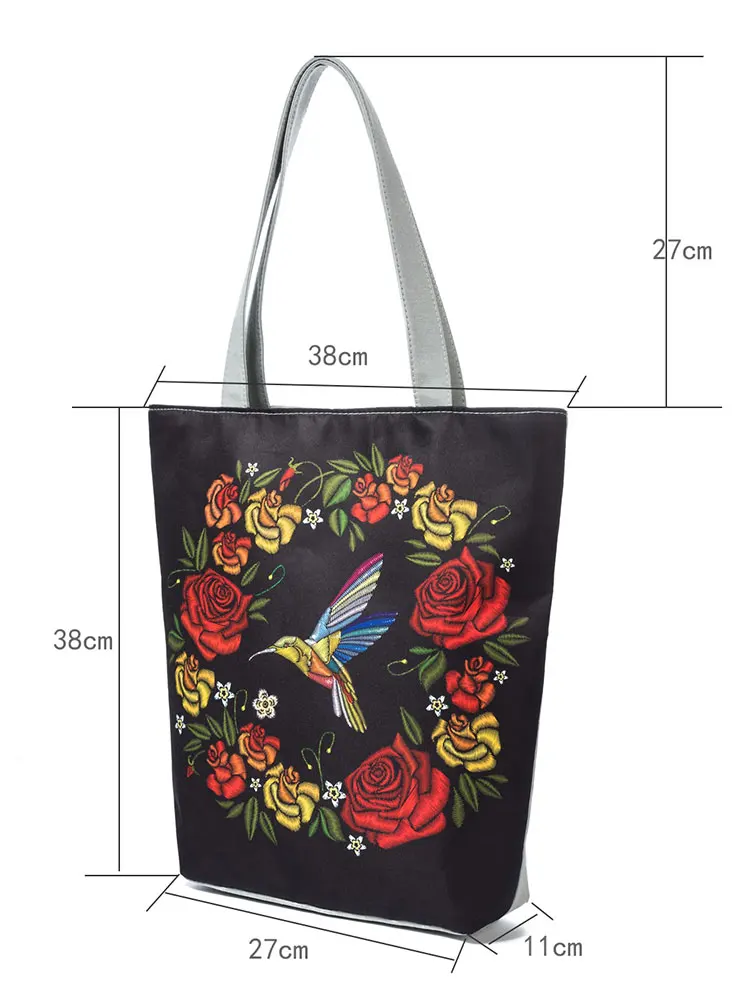 Retro Rose Garland Bird Printed Handbags For Women Fashion