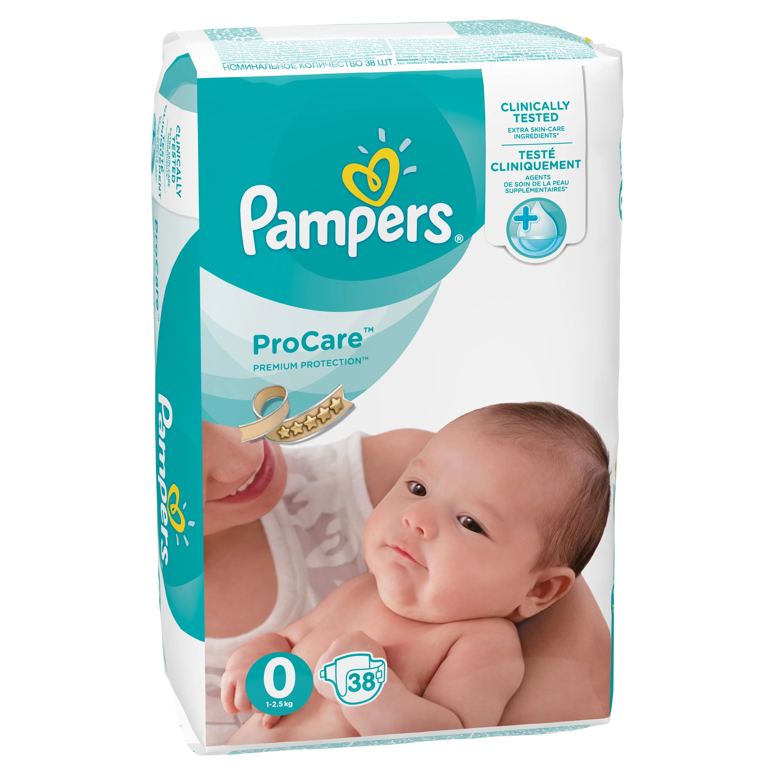 Pampers Procare Premium Protection Размер 0, 38 шт., 1–2,5 кг