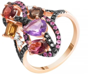 

Jay VI ring with cubic zirconia, diamonds and red gold sapphires